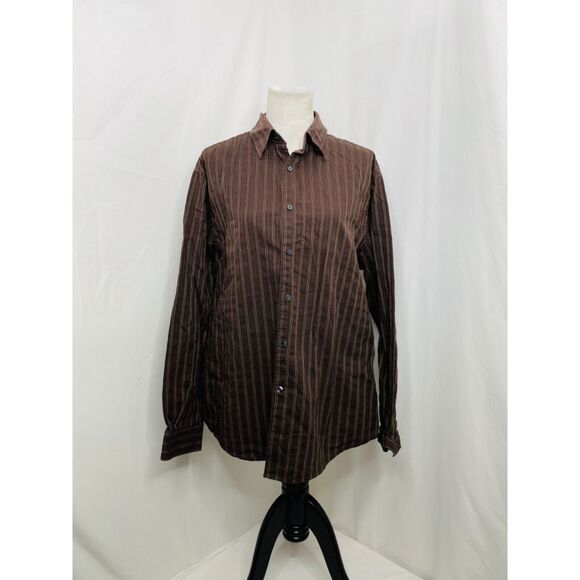 Axist Men’s Shirt Brown Striped Button-Down Long Sleeve Modern Fit Size XL - Picture 2 of 8